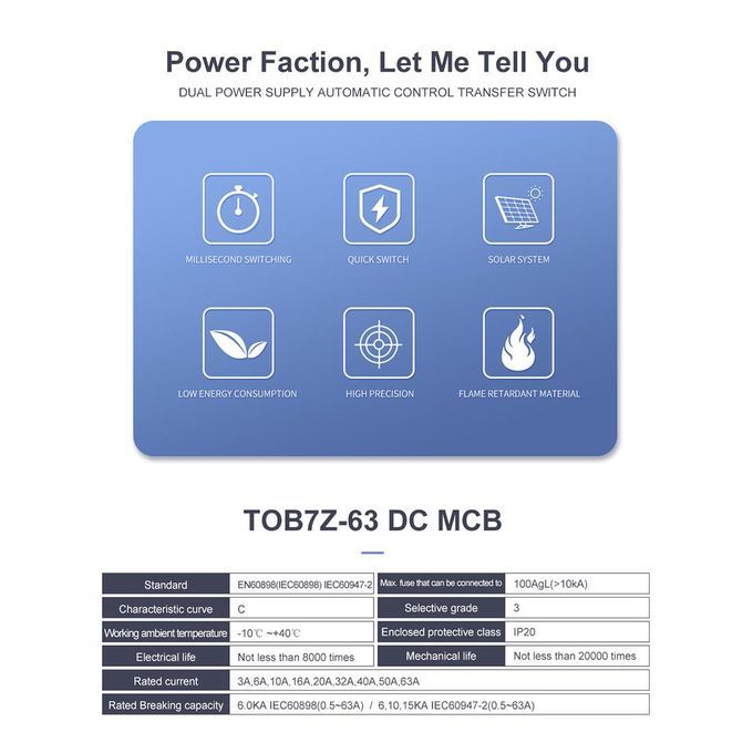 TOMZN Solar Mini Circuit Breaker DC MCB Circuit Breaker