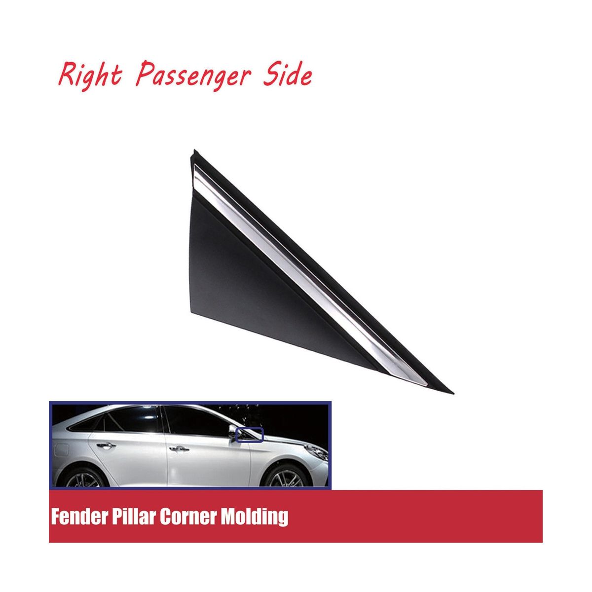 1 Pair Left Right Pillar Corner Molding Chrome for
