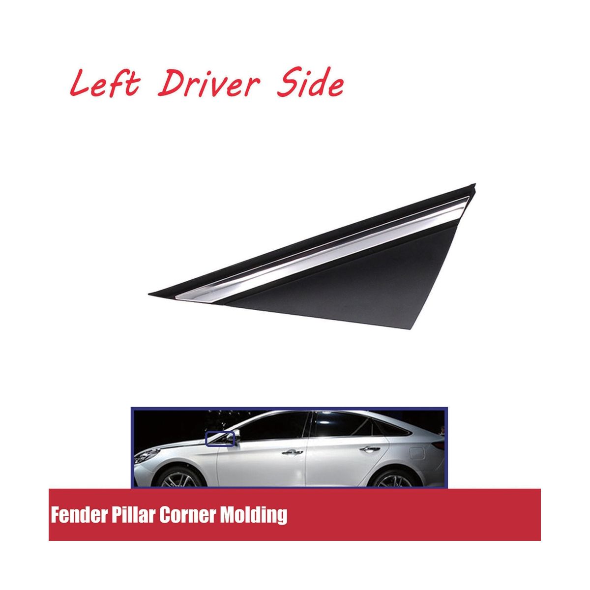 1 Pair Left Right Pillar Corner Molding Chrome for