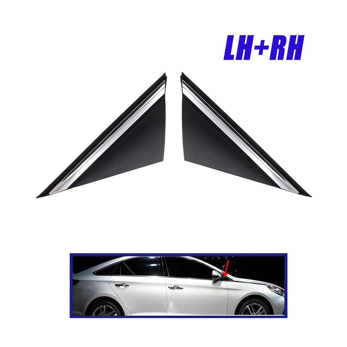 1 Pair Left Right Pillar Corner Molding Chrome for