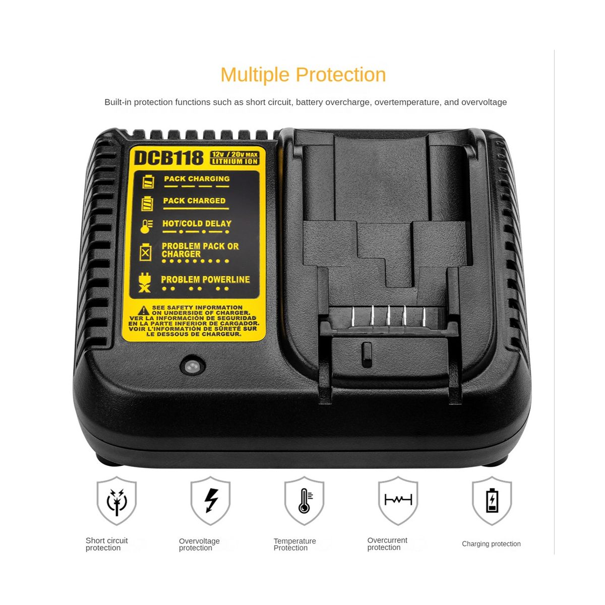 DCB118 Battery Charger for Dewalt Battery 12V 14.4V 18V 20V