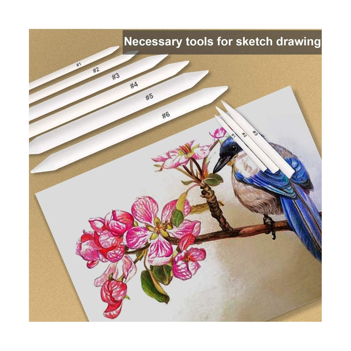 48 Pcs Blending Stump and Tortillions, Paper Art Blenders,