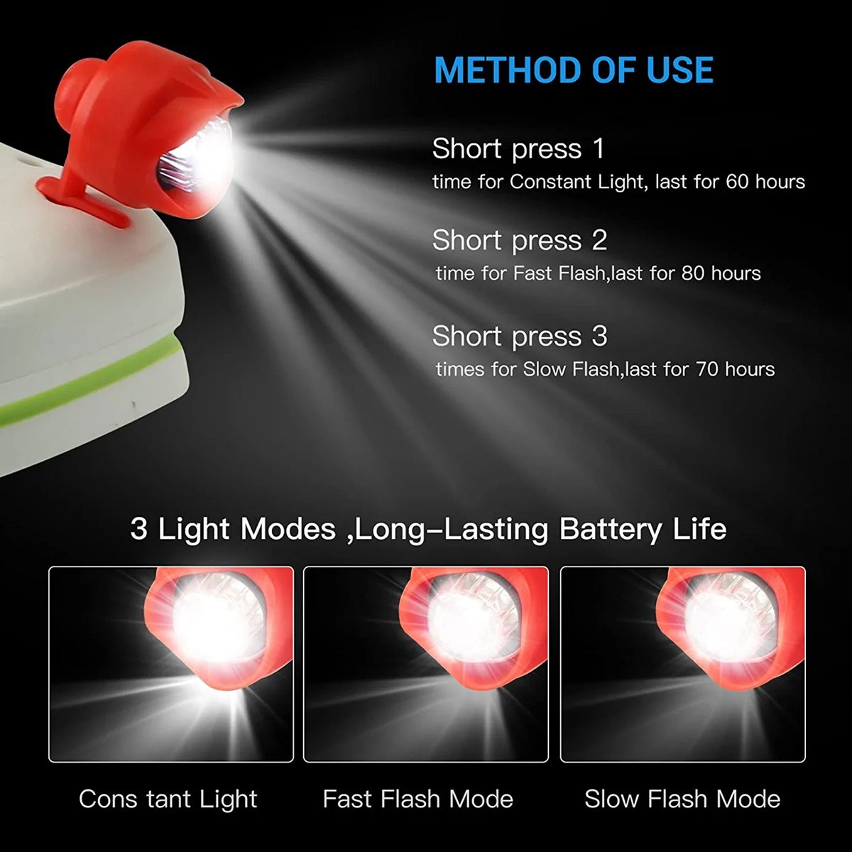 2 Pcs Rechargeable Clogs Shoe LightHeadlights for Croc 3 Lighting Modes in the DarkFor Dog Walking CampingRed