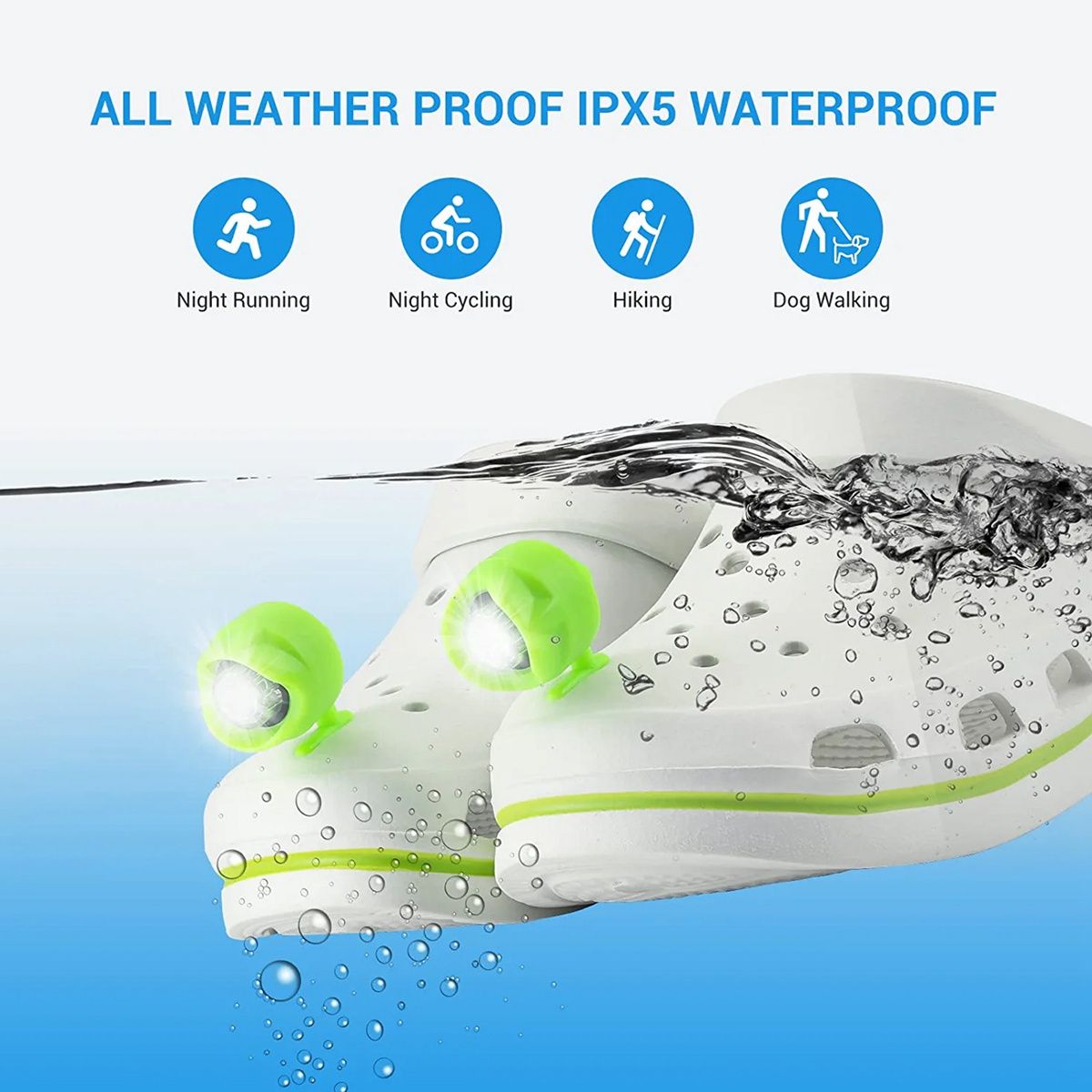 2 Pcs Rechargeable Clogs Shoe LightHeadlights for Croc 3 Lighting Modes in the DarkFor Dog Walking CampingRed
