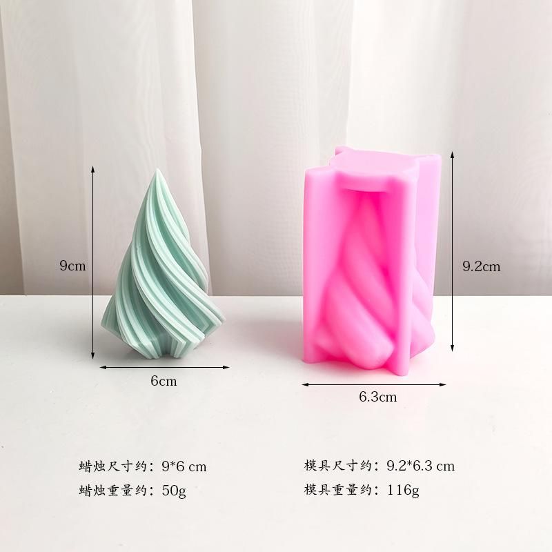 Large Rotary Cone Candle Mold DIY Christmas Tree Geometric Striped Soap Aromatherapy Resin Plaster Making Mould Home Decor Gift
