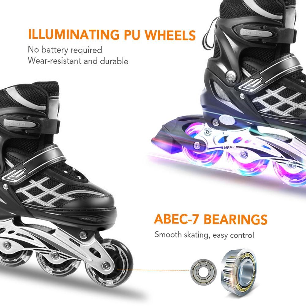 Adjustable Illuminating Inline Skates with Light Up Wheels for Kids and Youth Inline Skates for Girls Boys