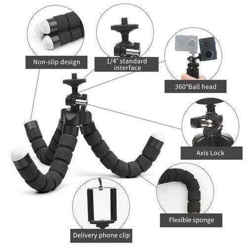 Cell Phone Tripod Moblie Phone Clip Holder Smartphone Camera