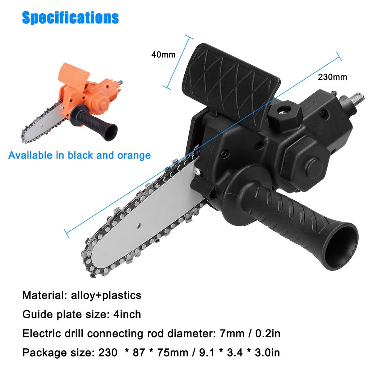 4 Inch Portable Electric Drill Electric Chain Saw Adapter Conversion Head for Electric Drills Woodworking Tools Orange