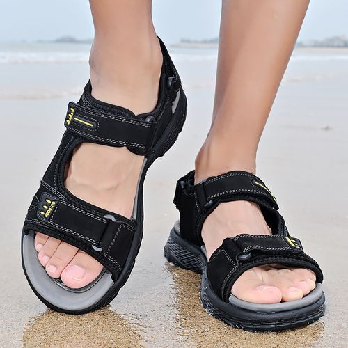 EU 38-44 Leather Men Sandals Summer Handmade Men Beach Sandalias Man Fashion Slippers Outdoor Casual Sneakers