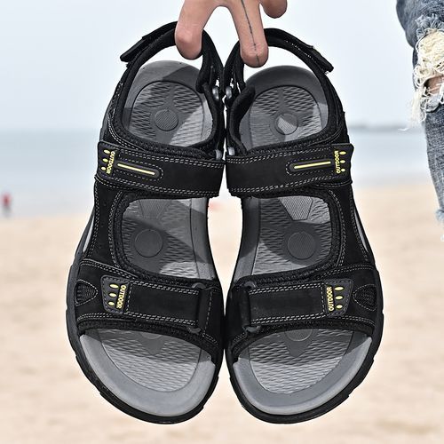 EU 38-44 Leather Men Sandals Summer Handmade Men Beach Sandalias Man Fashion Slippers Outdoor Casual Sneakers