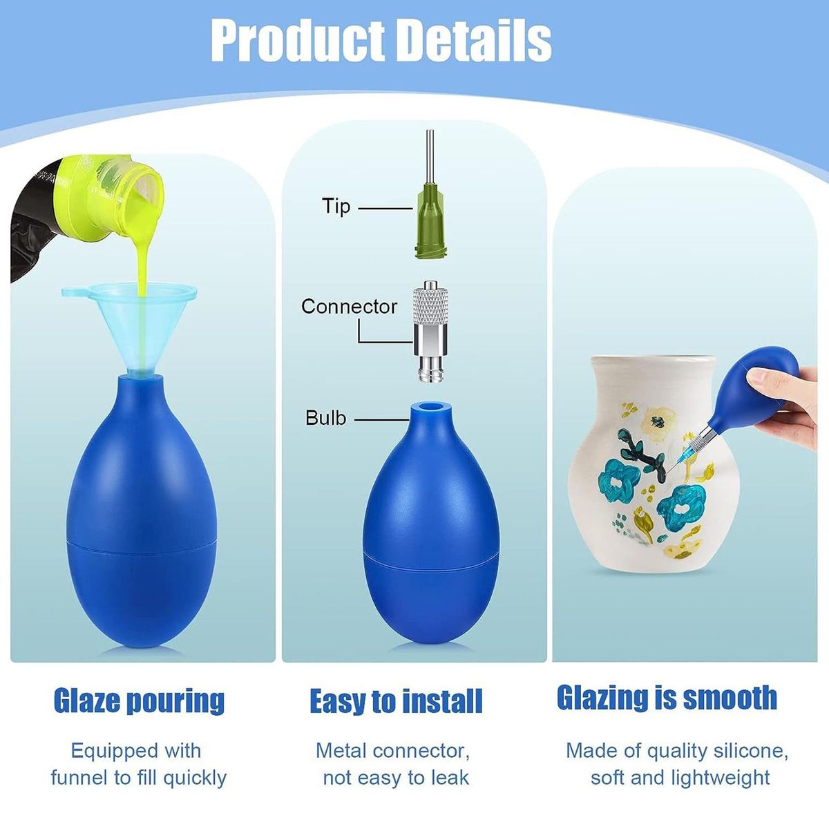 Pottery Smear Bottle Pottery Precision Applicator Set for Easy Blue