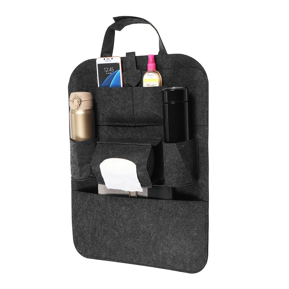 Car Back Seat Organizer Multi-pocket Holder Travel Felt Storage Bags Deep Gray