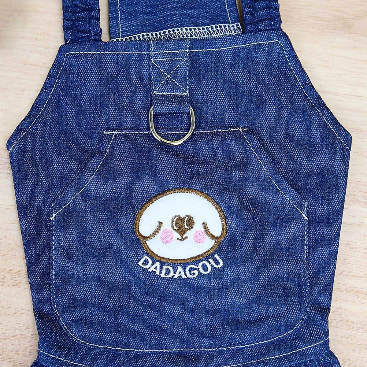 Puppy Dress Cartoon Pattern Pet Puppy Dog Denim Dress Dark Blue
