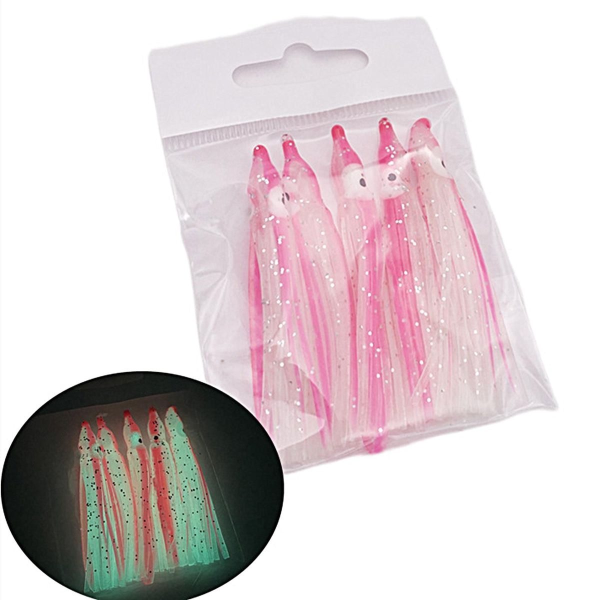 5Pcs Octopus Baits Seawater Boat Fishing Soft Squid Skirt Baits G