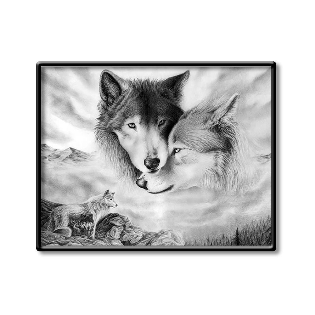 Black White Wolves Wall Art Painting Picture No Frame-