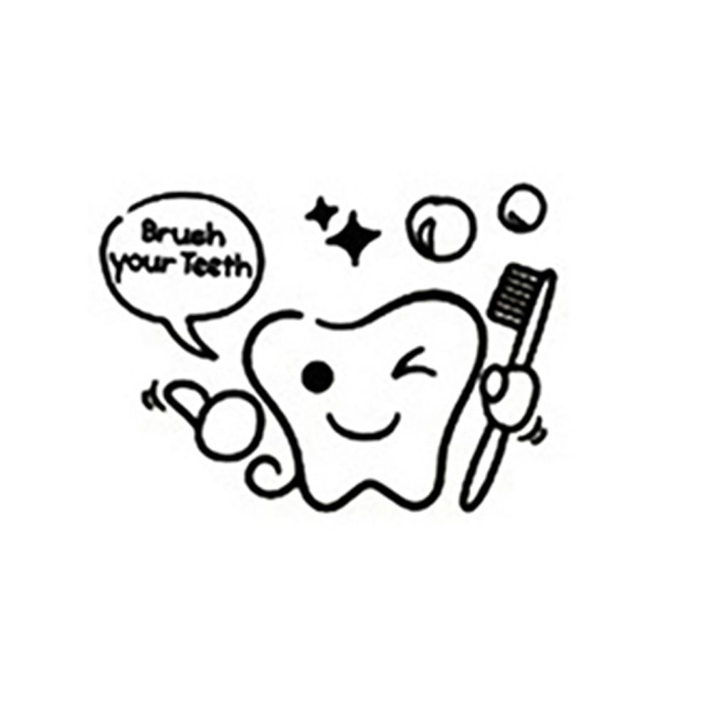 Cartoon Tooth Brush Your Teeth Shower Room Vinyl Sticker-#2