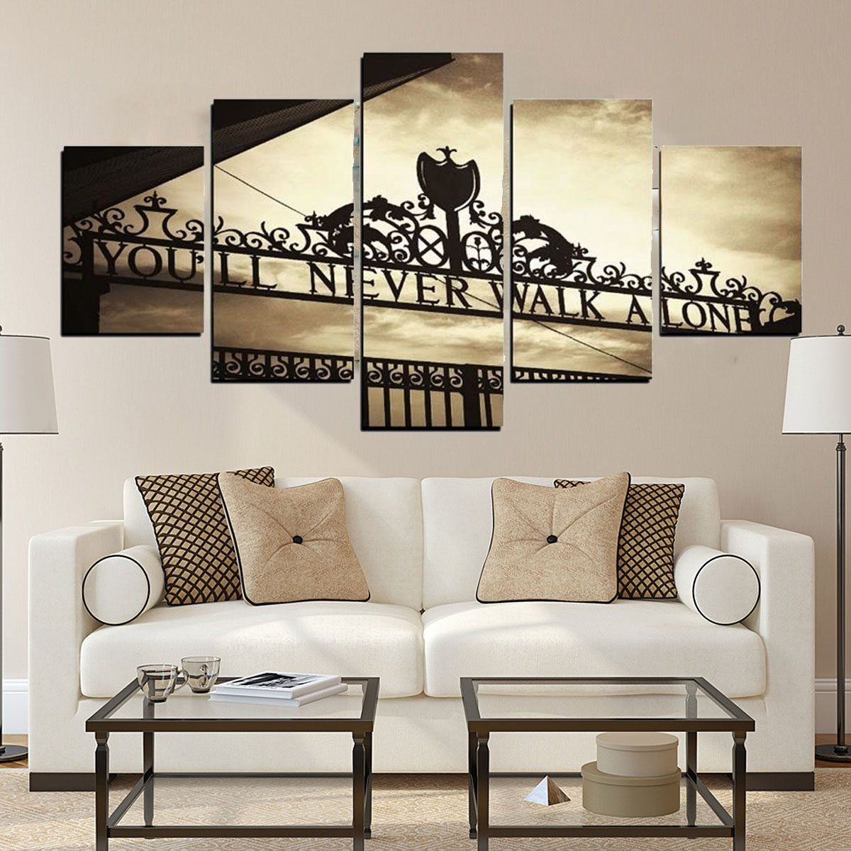 5pcs Frameless Liverpools You'll Never Walk Alone Canvas Pictures Wall Art Decor
