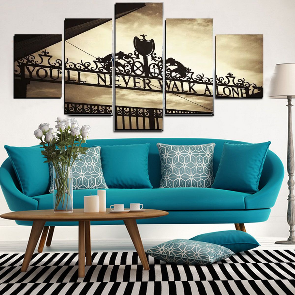 5pcs Frameless Liverpools You'll Never Walk Alone Canvas Pictures Wall Art Decor