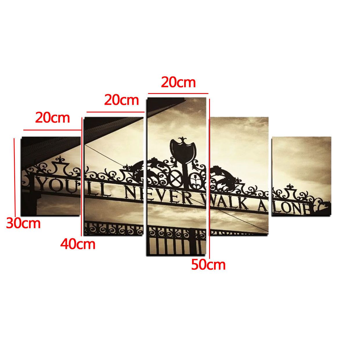 5pcs Frameless Liverpools You'll Never Walk Alone Canvas Pictures Wall Art Decor