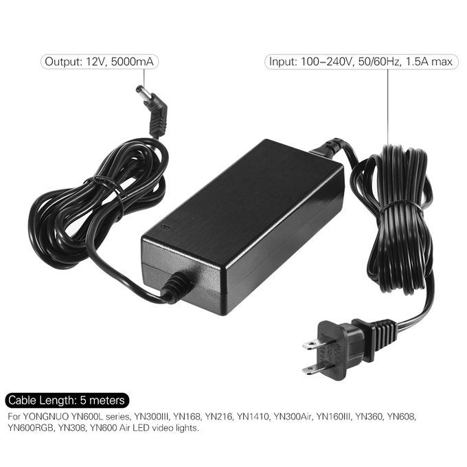 YONGNUO FJ 12V 5A AC Adapter With AU Plug Wide Voltage