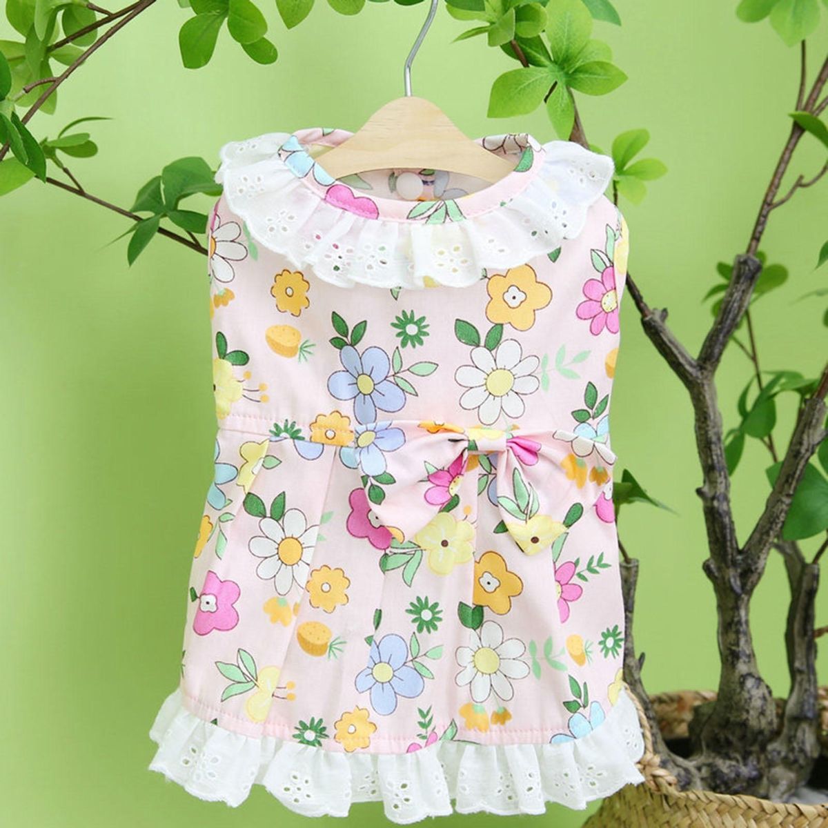 Pet Dress Pet Puppy Dog Floral Print Dress Pink