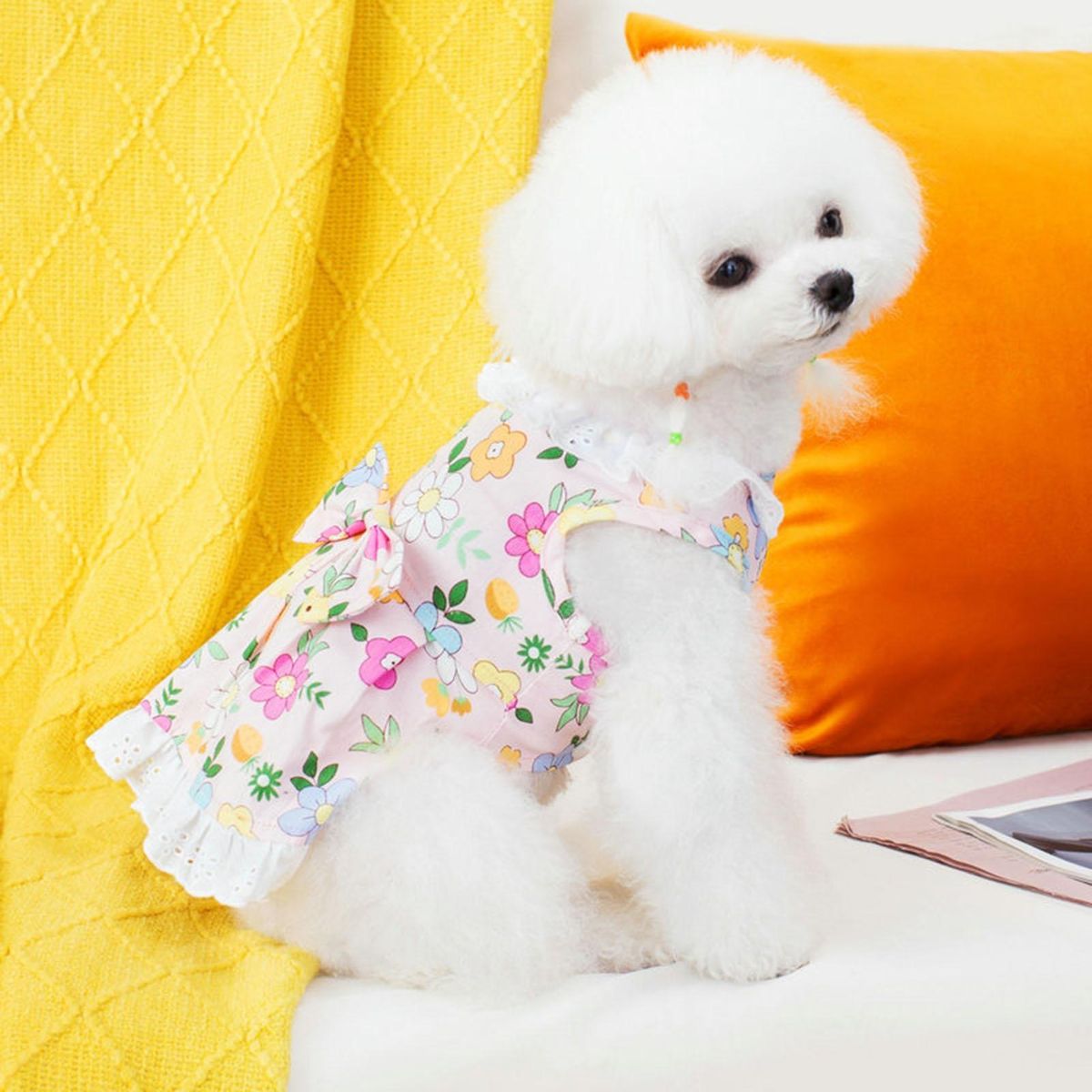 Pet Dress Pet Puppy Dog Floral Print Dress Pink
