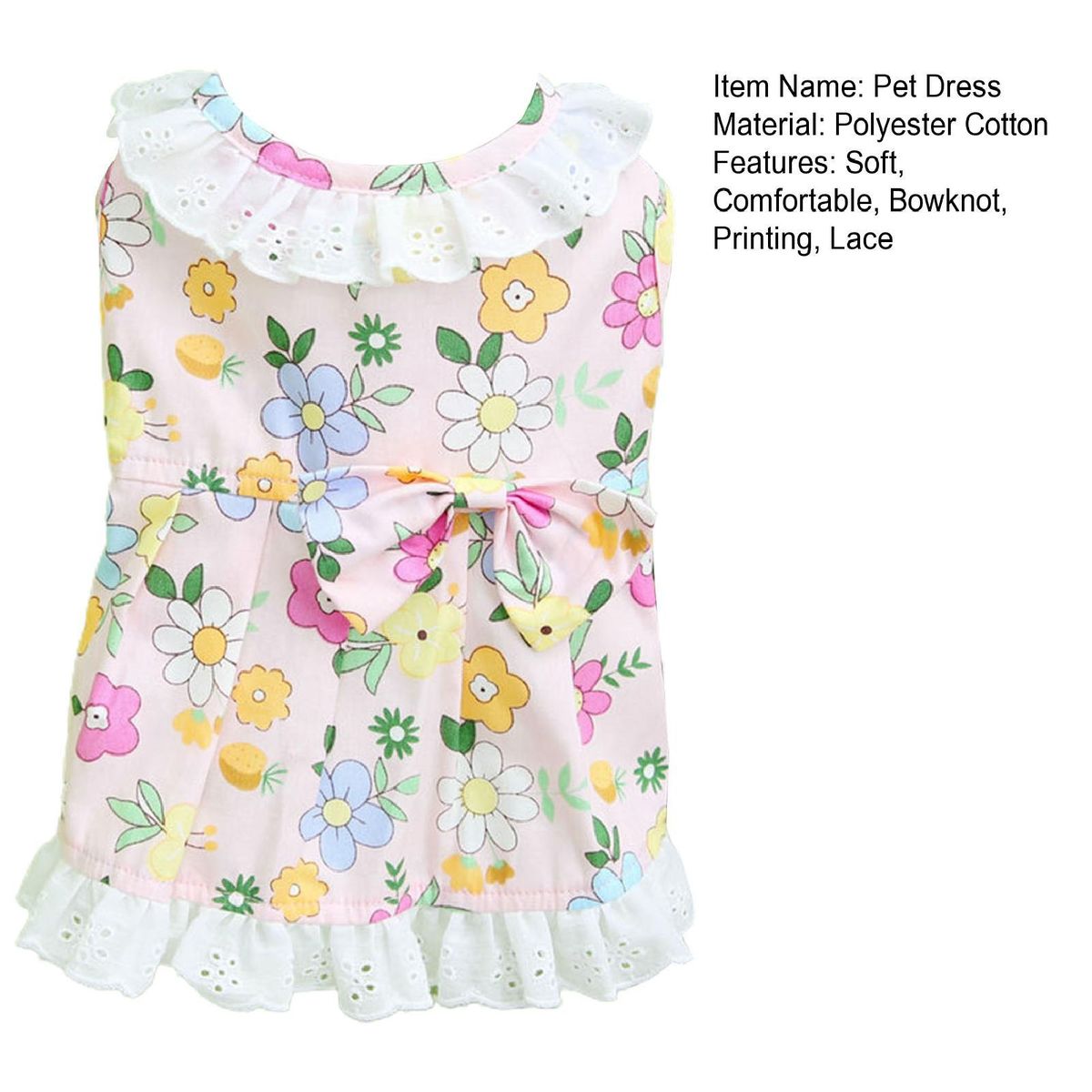 Pet Dress Pet Puppy Dog Floral Print Dress Pink