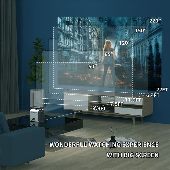 Max 200 "HD Large Screen TV Projector Outdoor Led Bluetooth Android Projetor