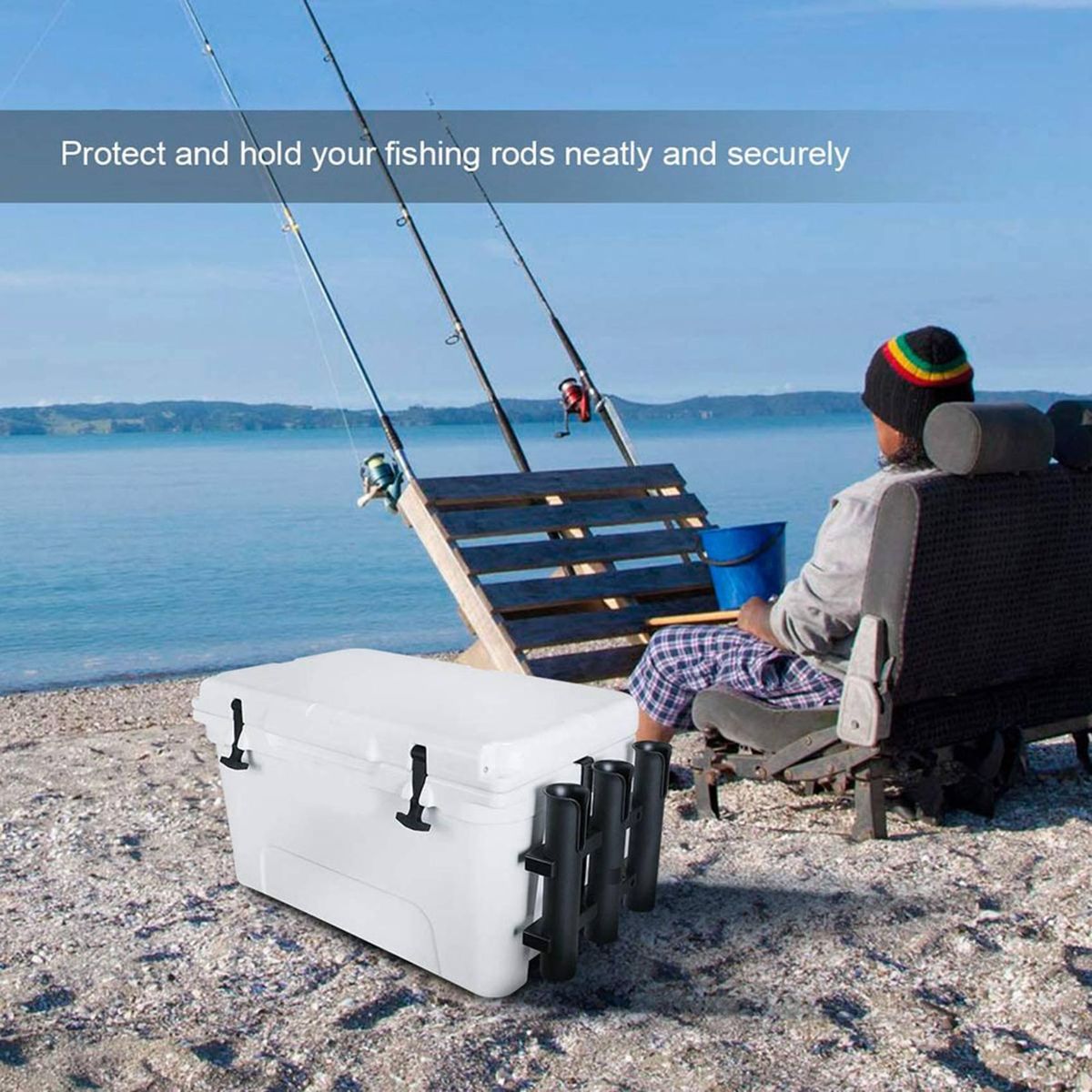 Black Fishing Rod Holder Bracket Fishing Pole Rack Fishing