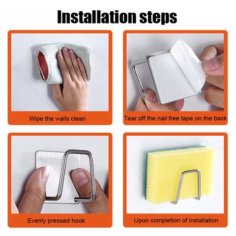 Kitchen Stainless Steel Sponges Holder Drain Drying Rack