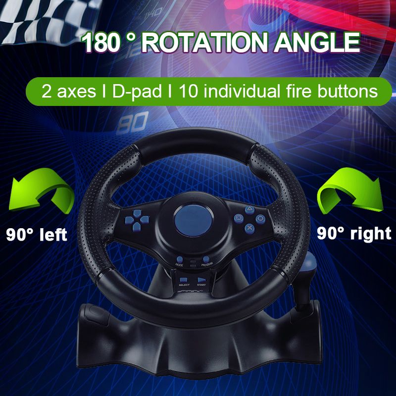 Gaming Steering Wheel PC STEAM Game Racing Wheel Controller For PS4/Switch/Xbox One/Xbox 360 Vibration Pedal  Accelerate 180°
