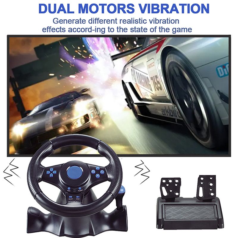 Gaming Steering Wheel PC STEAM Game Racing Wheel Controller For PS4/Switch/Xbox One/Xbox 360 Vibration Pedal  Accelerate 180°