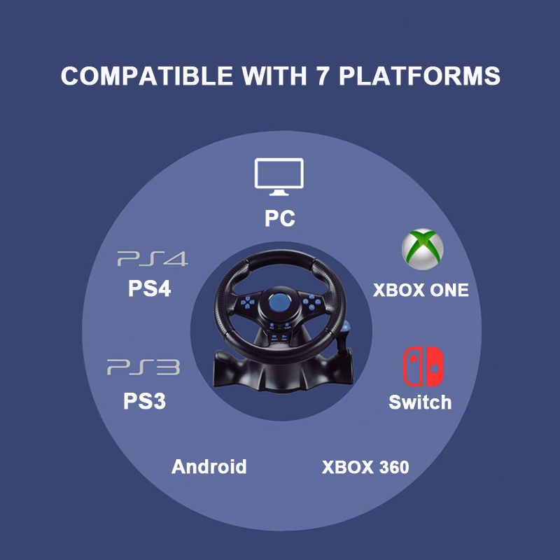 Gaming Steering Wheel PC STEAM Game Racing Wheel Controller For PS4/Switch/Xbox One/Xbox 360 Vibration Pedal  Accelerate 180°