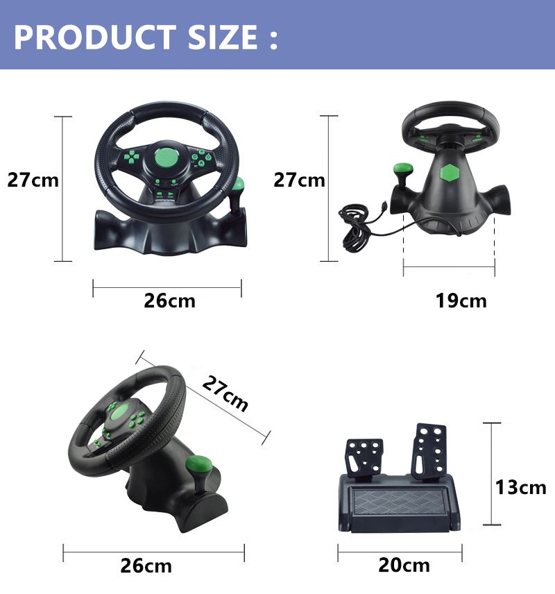 Gaming Steering Wheel PC STEAM Game Racing Wheel Controller For PS4/Switch/Xbox One/Xbox 360 Vibration Pedal  Accelerate 180°