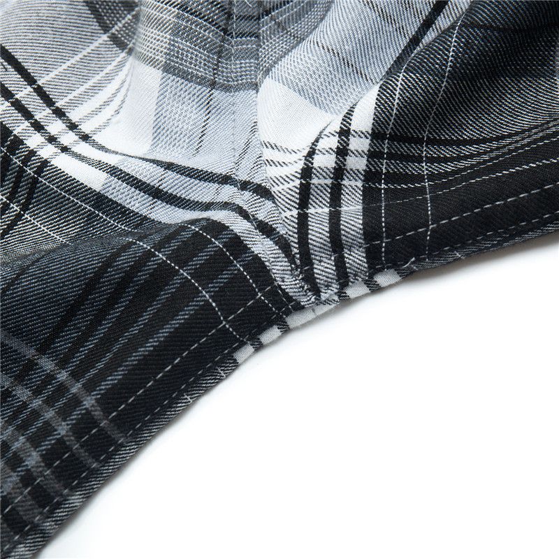 Men's Long Sleeve Plaid Hoddie Shirt - Grey