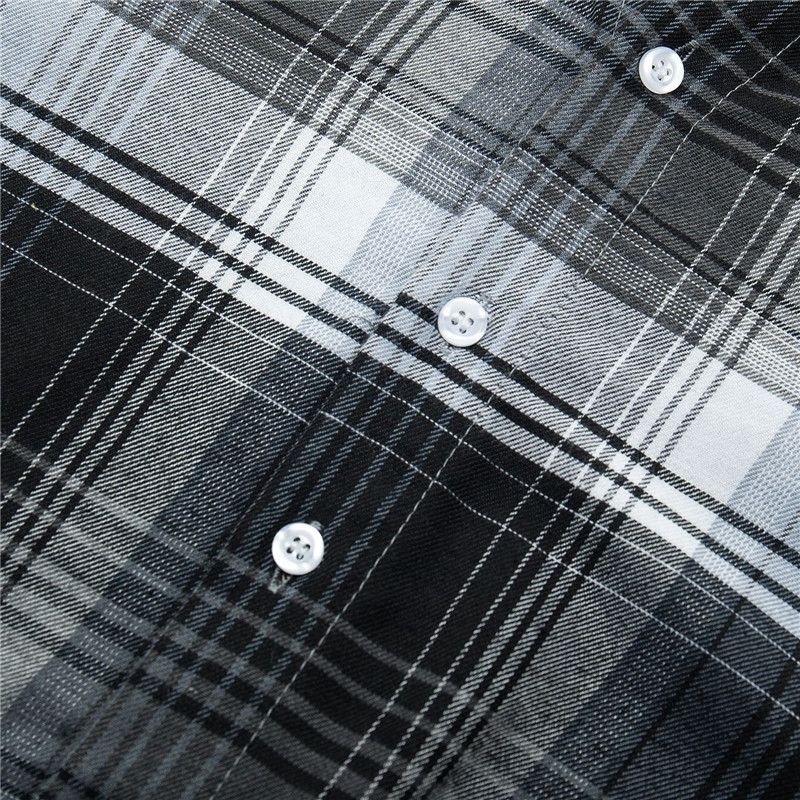 Men's Long Sleeve Plaid Hoddie Shirt - Grey