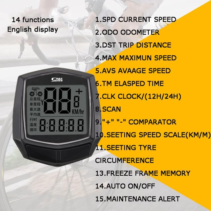 Digital Bike Ride Speedometer Cycling Computer Wired Type Bike Computer Rainproof LCD Screen Bicycle Speed Counter Code Table