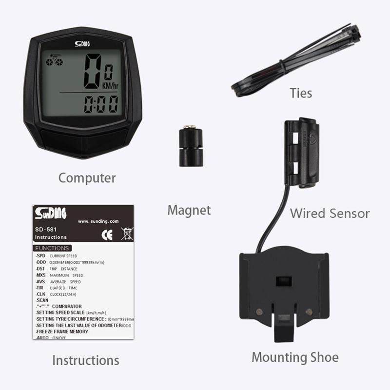 Digital Bike Ride Speedometer Cycling Computer Wired Type Bike Computer Rainproof LCD Screen Bicycle Speed Counter Code Table