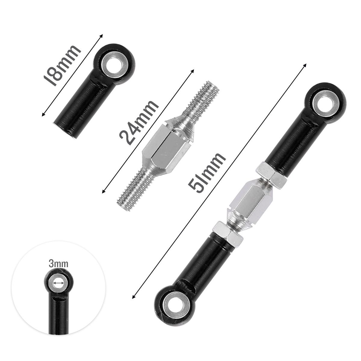 Replacement for JJRC WPL MN-D90 MN-90 MN-99 MN-91 FJ-45 RC Car Steering Linkage Servo Link Pull Rod Turnbuckle Aluminum Alloy Upgrade Parts