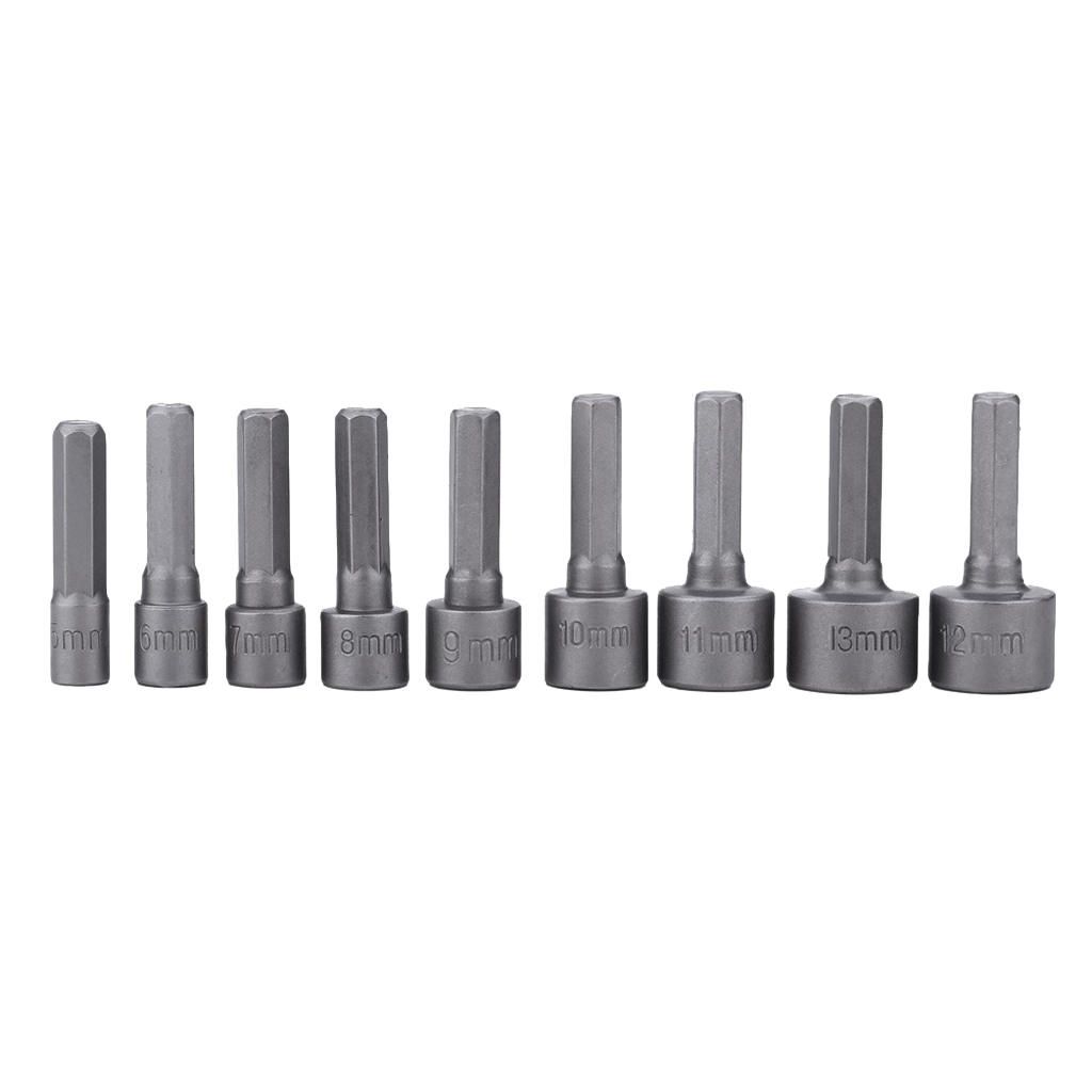 Power Hexagon Socket Set Extension 5-13mm Adapter DIY Household 9pcs