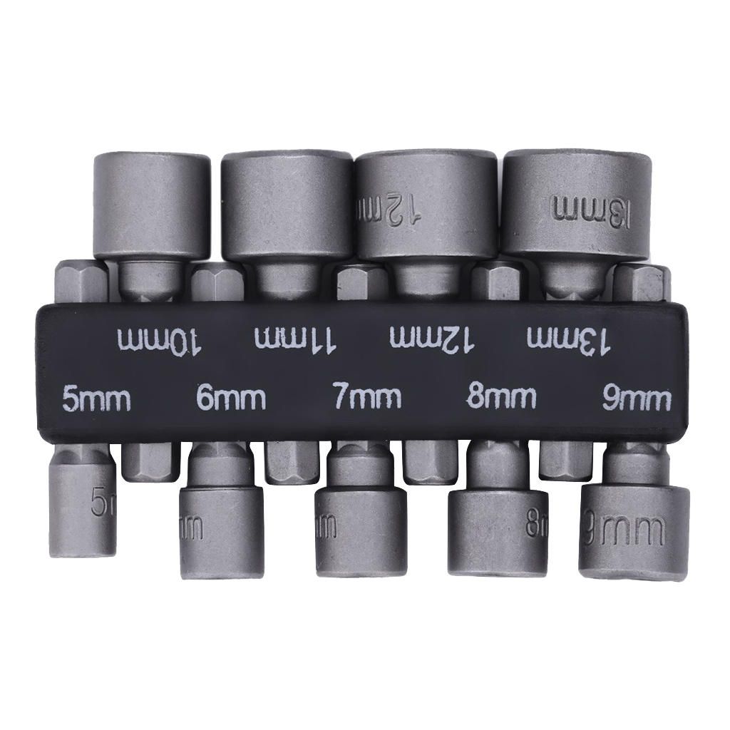 Power Hexagon Socket Set Extension 5-13mm Adapter DIY Household 9pcs