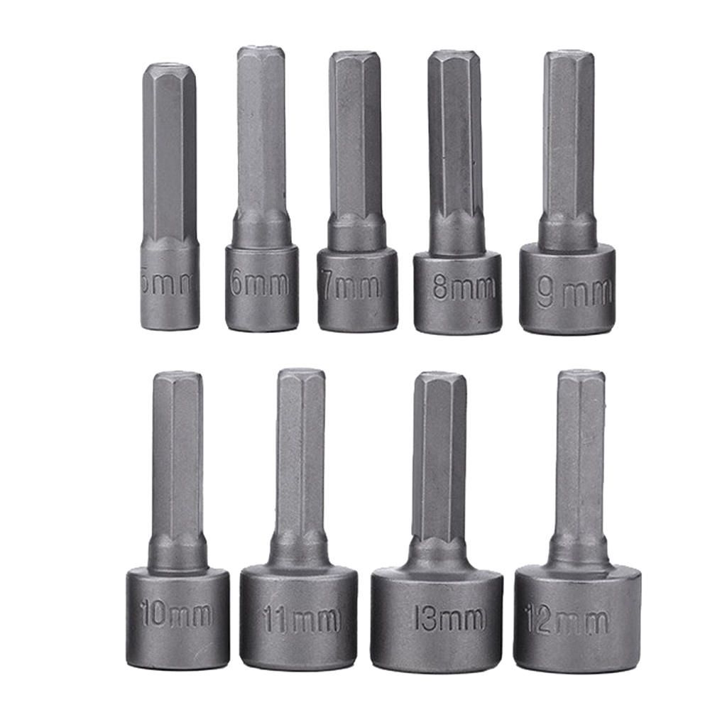 Power Hexagon Socket Set Extension 5-13mm Adapter DIY Household 9pcs