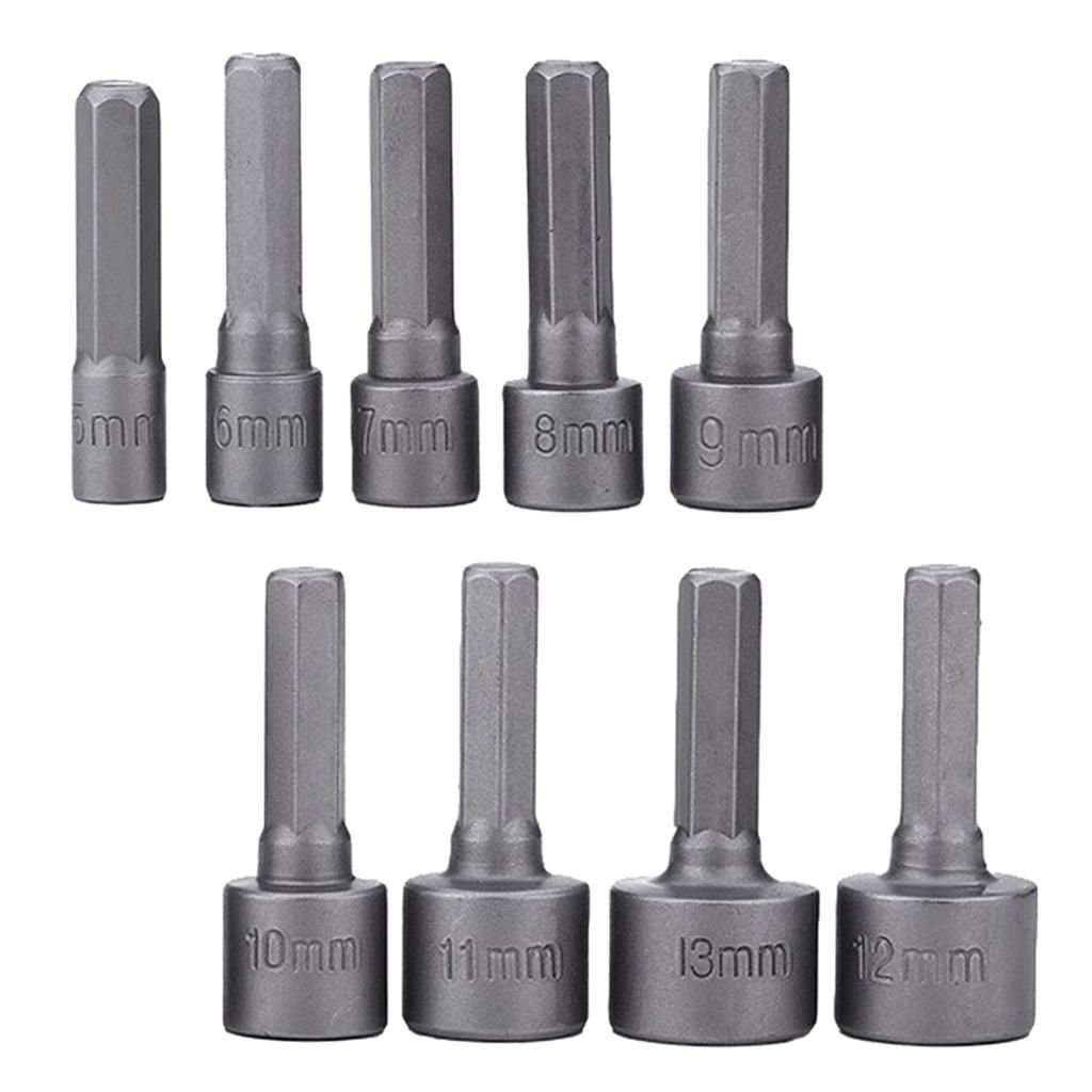 Power Hexagon Socket Set Extension 5-13mm Adapter DIY Household 9pcs