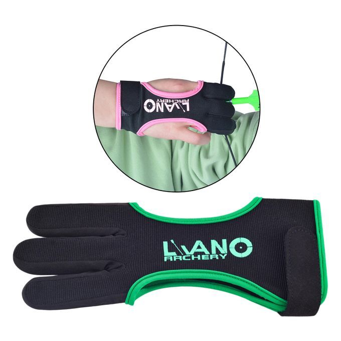Archery  3 Finger Leather Glove For Recurve Compound Bow Black S