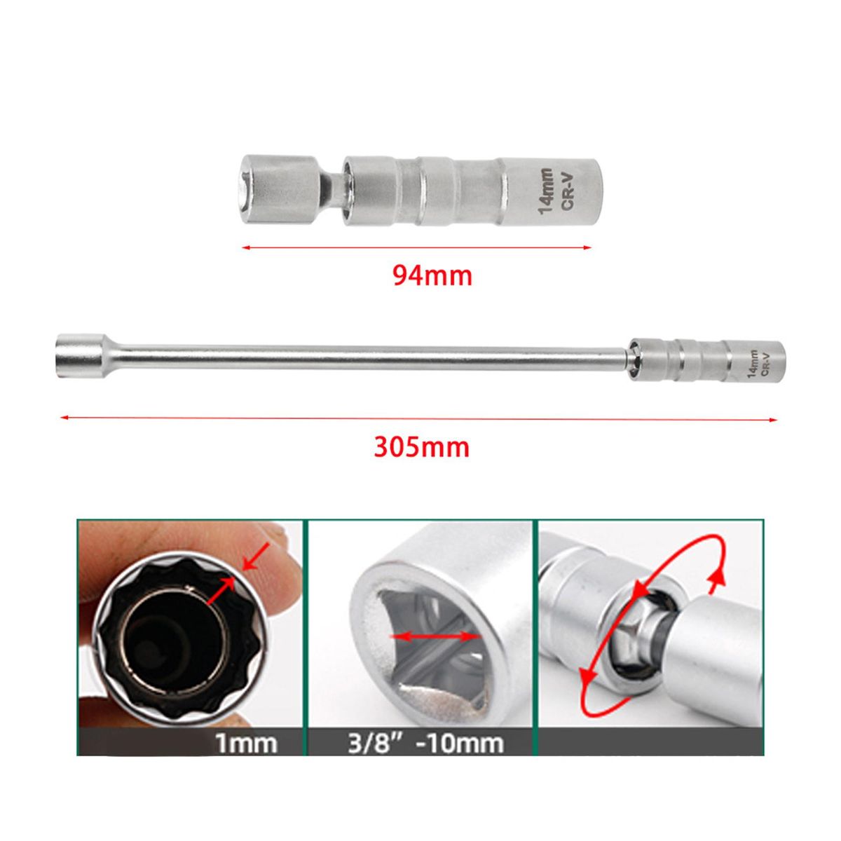 Thin Wall Magnetic Joint Spark Plug Socket Carbon Steel Fits For