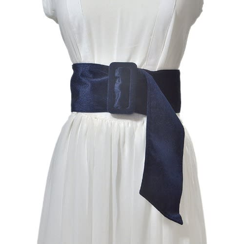 Suede Bold Belt - Navy Blue