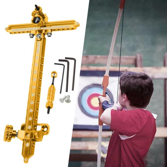 Archery Recurve Bow Sight 9inch Adjustable Target Sights Bow Gold