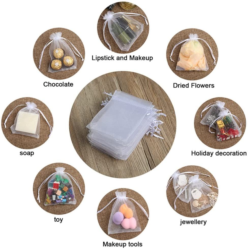 100PCS Premium Sheer Organza Bags