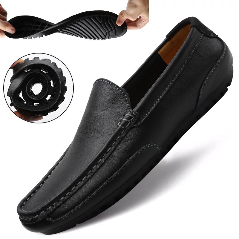 (Black)Leather Men Shoes Luxury Trendy 2020 Casual Slip On Formal Loafers Men Moccasins Italian Bla