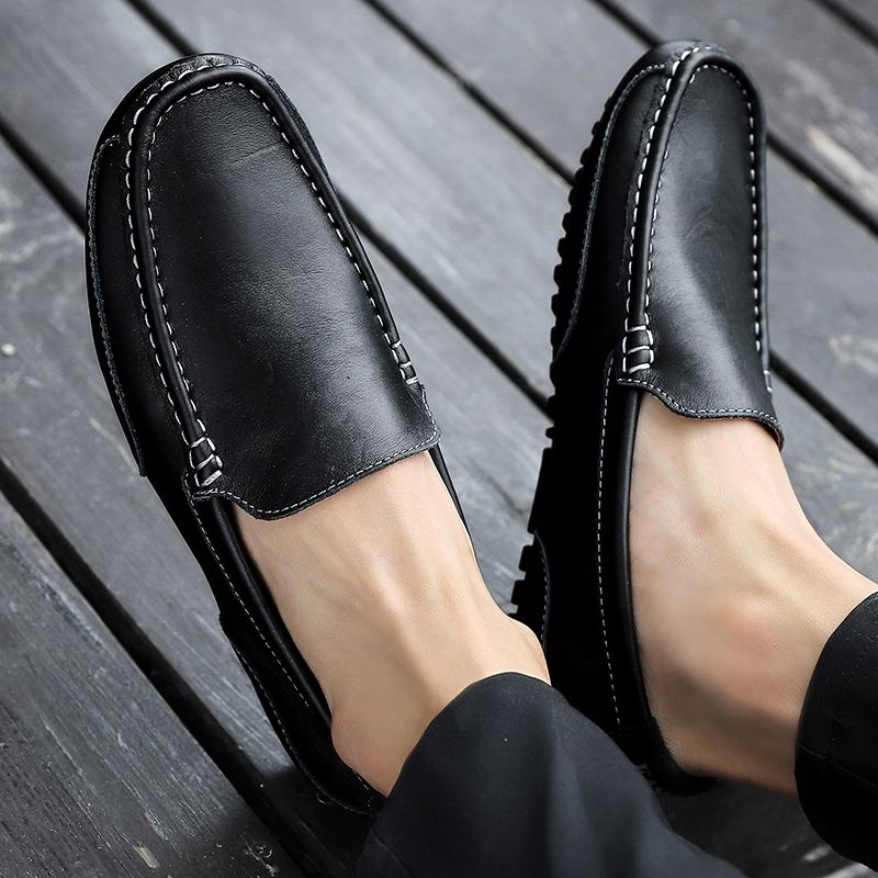 (Black)Leather Men Shoes Luxury Trendy 2020 Casual Slip On Formal Loafers Men Moccasins Italian Bla
